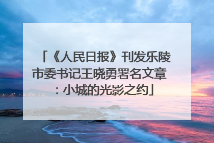 《人民日报》刊发乐陵市委书记王晓勇署名文章：小城的光影之约