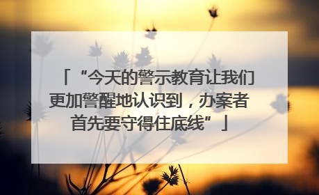 “今天的警示教育让我们更加警醒地认识到，办案者首先要守得住底线”
