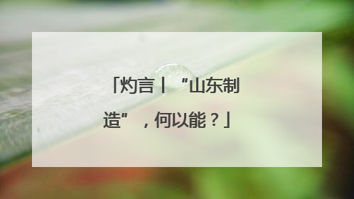 灼言丨“山东制造”，何以能？