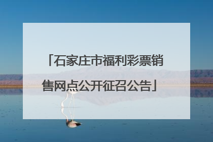 石家庄市福利彩票销售网点公开征召公告