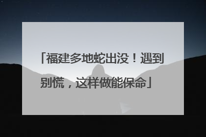 福建多地蛇出没！遇到别慌，这样做能保命