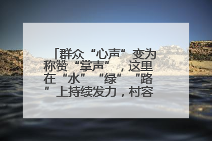 群众“心声”变为称赞“掌声”，这里在“水”“绿”“路”上持续发力，村容村貌焕然一新