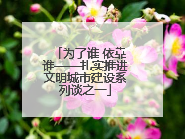 为了谁 依靠谁——扎实推进文明城市建设系列谈之一