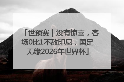 世预赛｜没有惊喜，客场0比1不敌印尼，国足无缘2026年世界杯