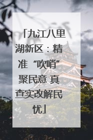九江八里湖新区：精准“吹哨”聚民意 真查实改解民忧