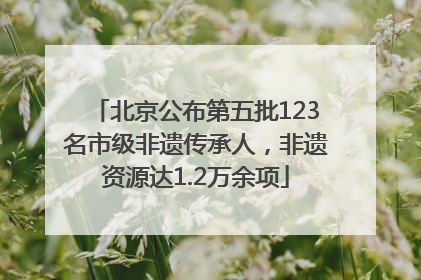 北京公布第五批123名市级非遗传承人，非遗资源达1.2万余项