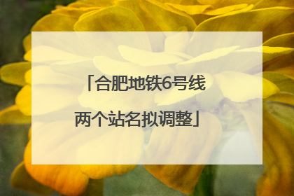 合肥地铁6号线两个站名拟调整