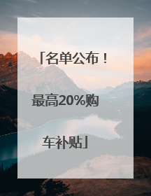 名单公布！最高20%购车补贴