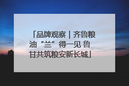 品牌观察｜齐鲁粮油“兰”得一见 鲁甘共筑粮安新长城