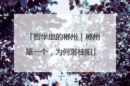 哲学里的郴州｜郴州第一个，为何落桂阳