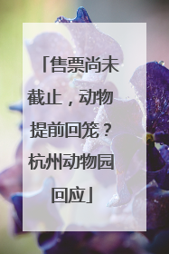 售票尚未截止，动物提前回笼？杭州动物园回应