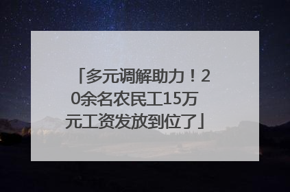 多元调解助力！20余名农民工15万元工资发放到位了