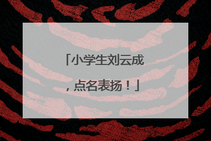 小学生刘云成，点名表扬！