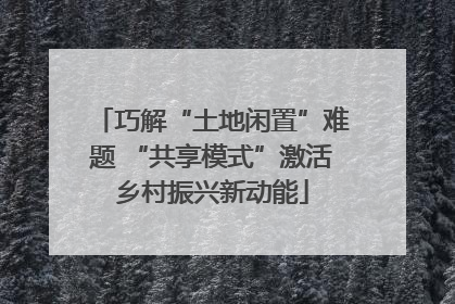 巧解“土地闲置”难题 “共享模式”激活乡村振兴新动能