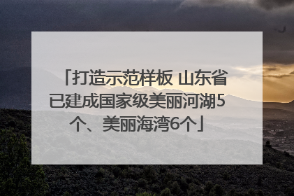 打造示范样板 山东省已建成国家级美丽河湖5个、美丽海湾6个