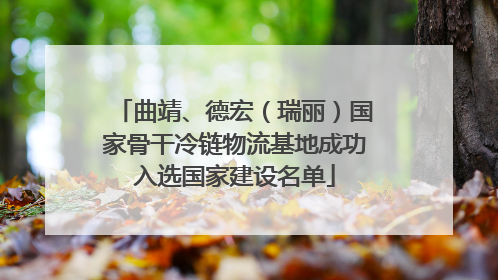 曲靖、德宏（瑞丽）国家骨干冷链物流基地成功入选国家建设名单