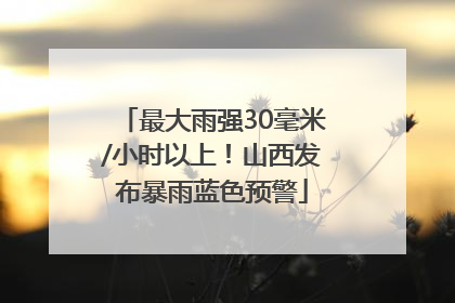 最大雨强30毫米/小时以上！山西发布暴雨蓝色预警