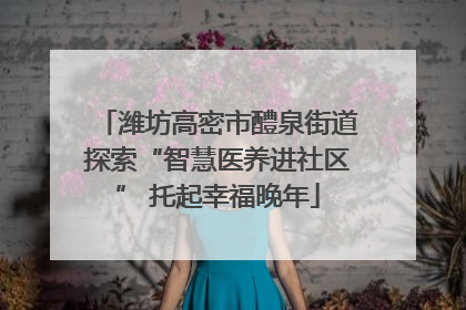 潍坊高密市醴泉街道探索“智慧医养进社区” 托起幸福晚年