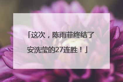 这次，陈雨菲终结了安洗莹的27连胜！
