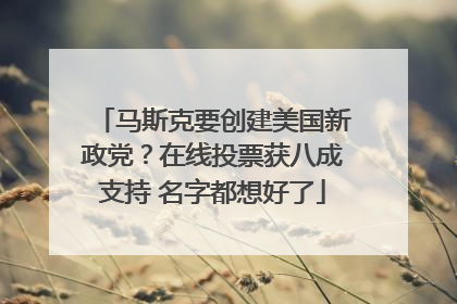马斯克要创建美国新政党？在线投票获八成支持 名字都想好了