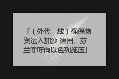 （外代一线）确保物资运入加沙 德国、芬兰呼吁向以色列施压