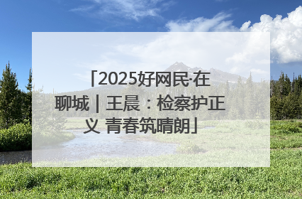 2025好网民·在聊城｜王晨：检察护正义 青春筑晴朗