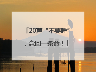 20声“不要睡”，念回一条命！